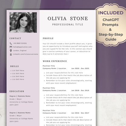 All-in-One CV Template Kit – Purple Edition